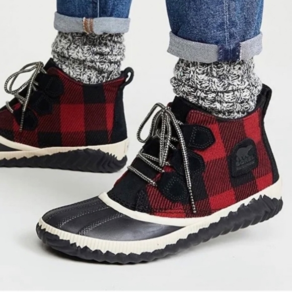 Sorel Shoes - Sorel | Out and About PLUS Plaid Boots | Red Buffalo Plaid | Waterproof